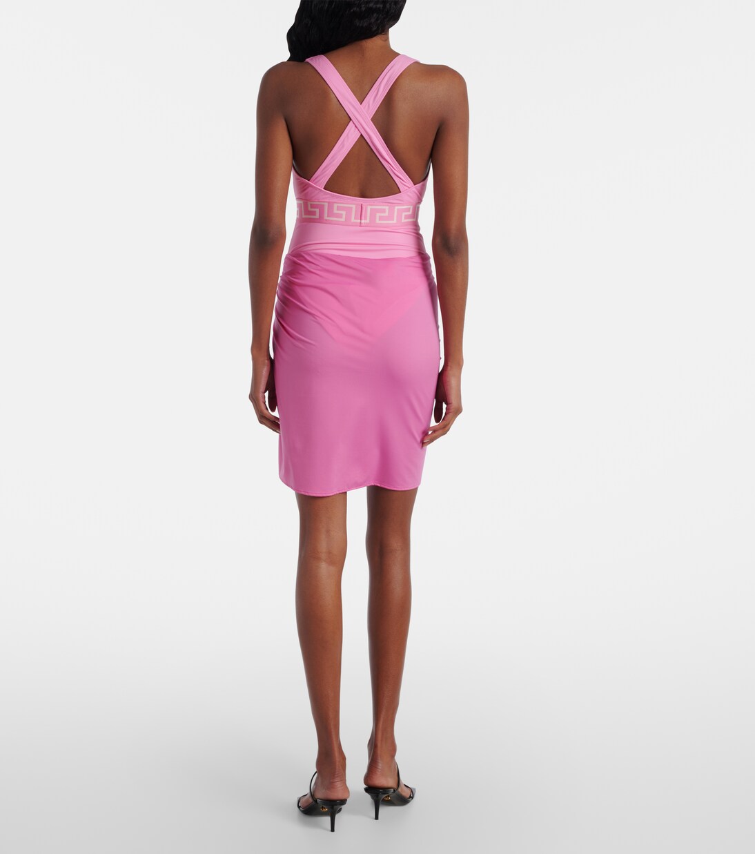 Safety Pin gathered jersey miniskirt | Versace