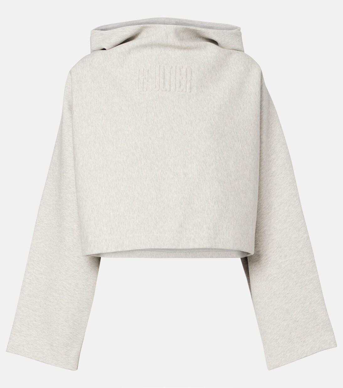 Cropped embossed logo cotton hoodie | Jean Paul Gaultier