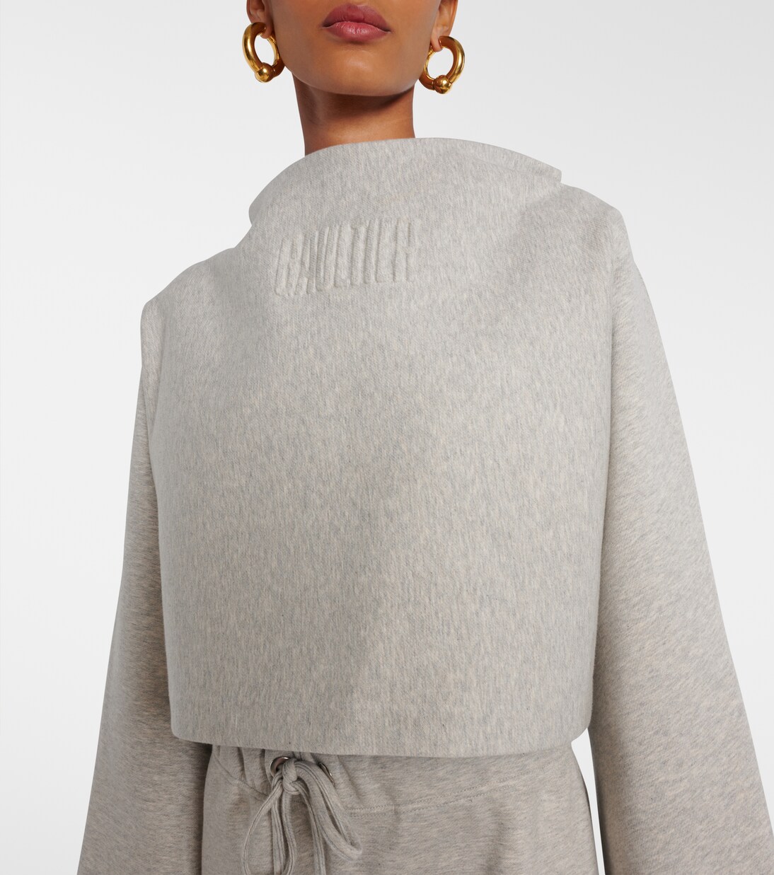 Cropped embossed logo cotton hoodie | Jean Paul Gaultier