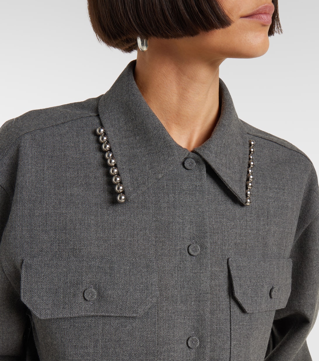 Verziertes Hemd aus Woll-Canvas | Jil Sander