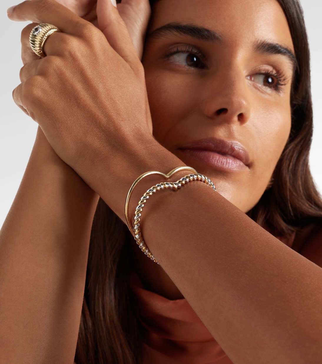 Jonc Cœur 9kt yellow and white gold bangle | Yvonne Léon