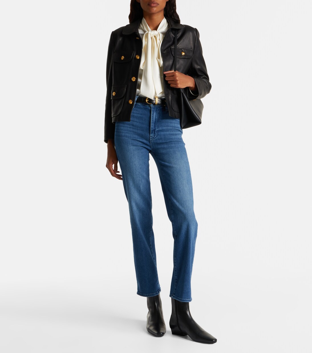 Le Sleek cropped high-rise straight jeans | Frame