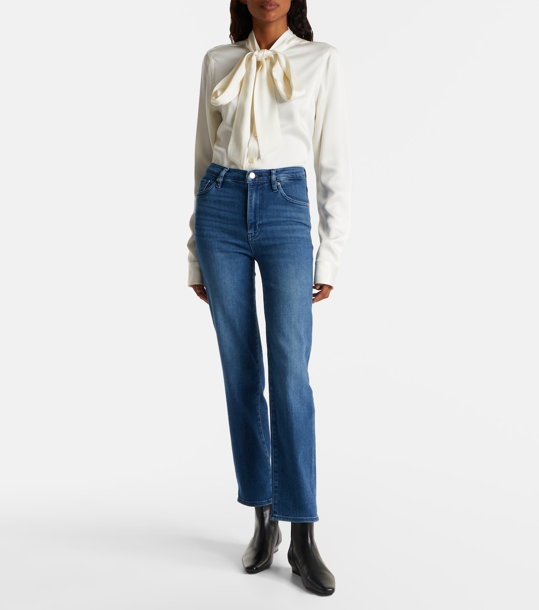 Le Sleek cropped high-rise straight jeans | Frame
