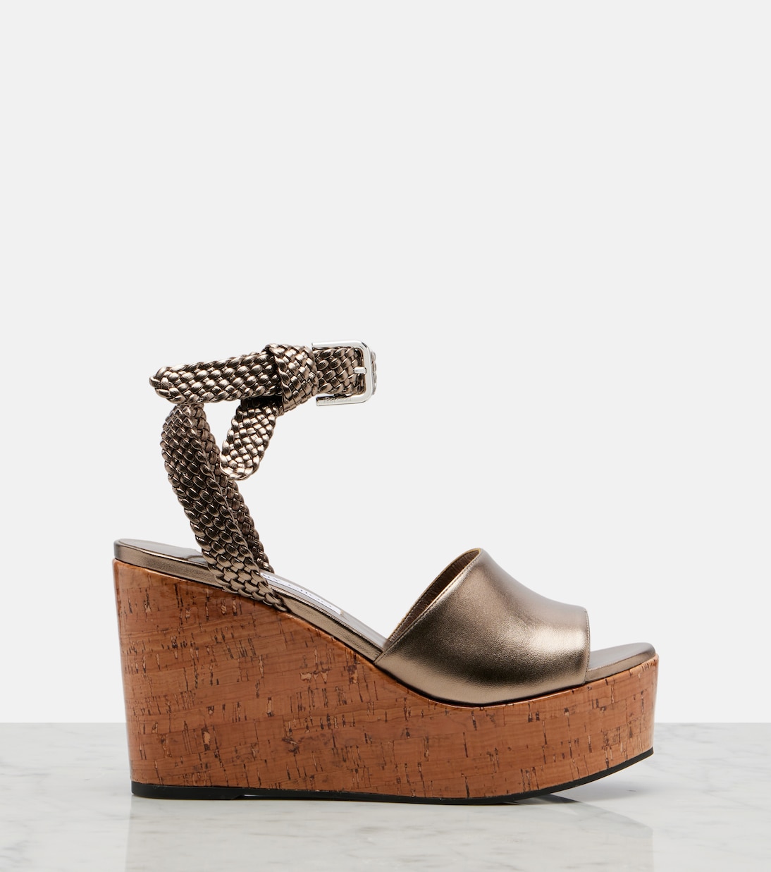 Sandales compensées Jory en cuir métallisé | Jimmy Choo