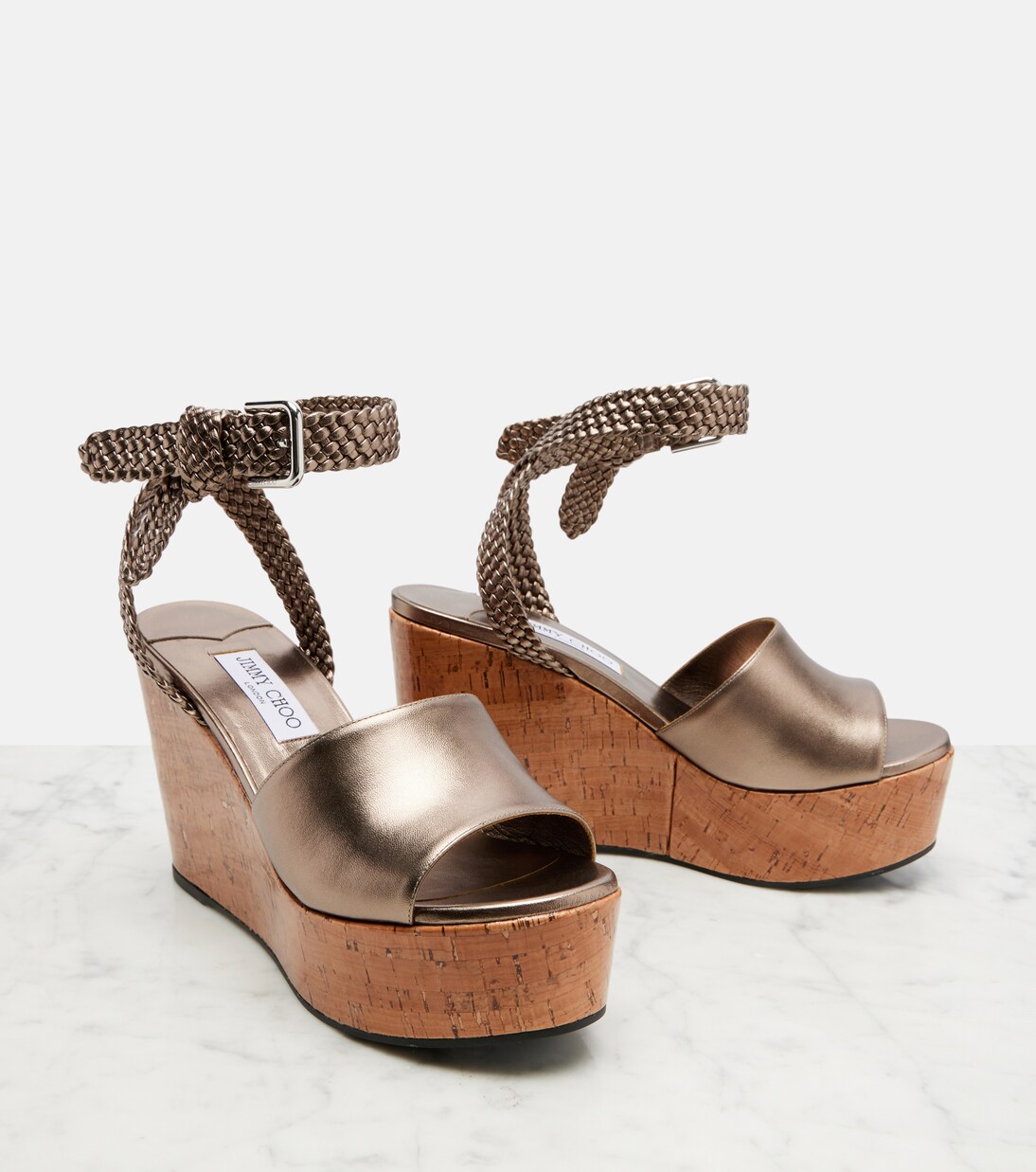 Sandales compensées Jory en cuir métallisé | Jimmy Choo