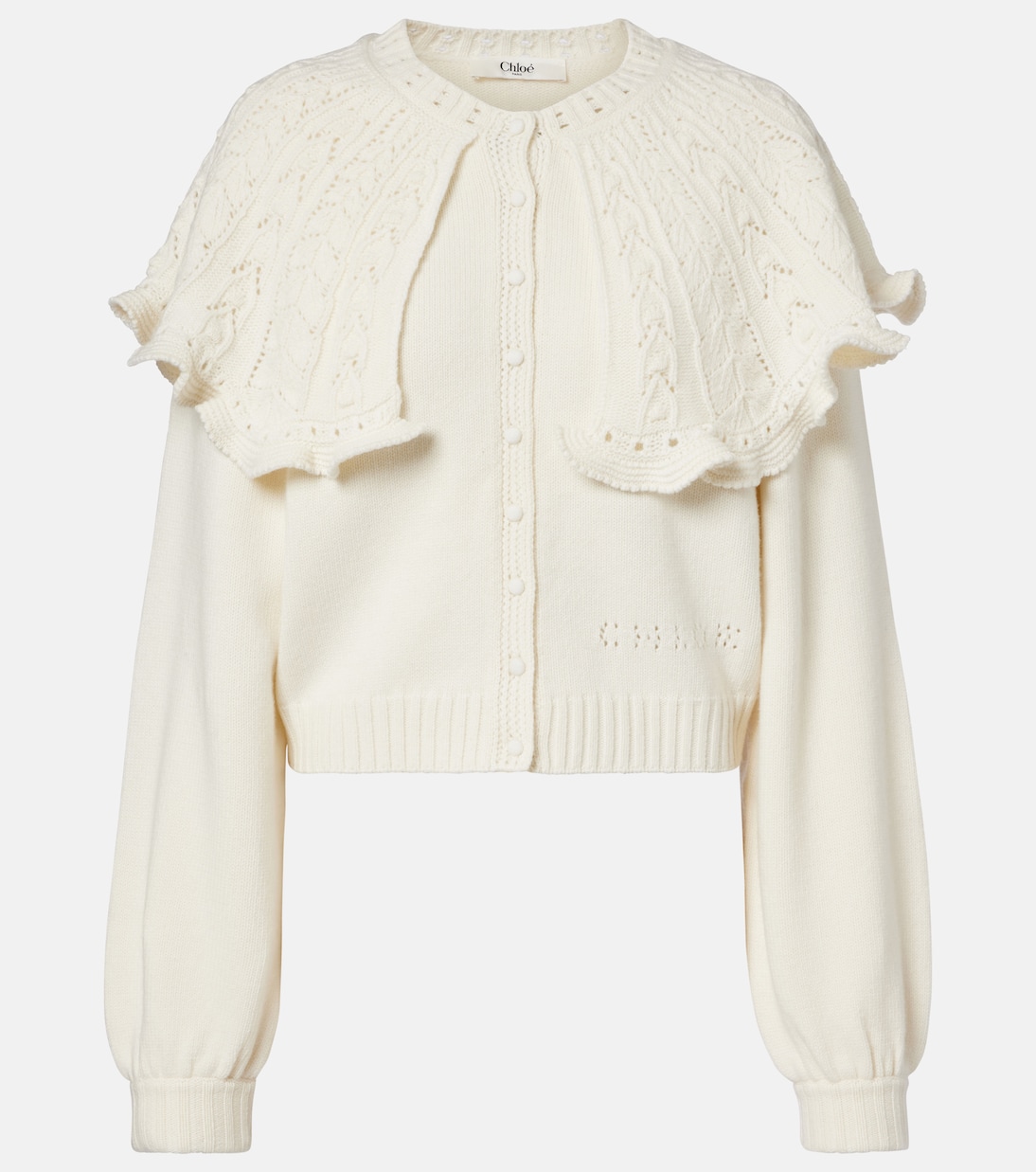 Ruffled wool and cashmere cardigan | Chloé