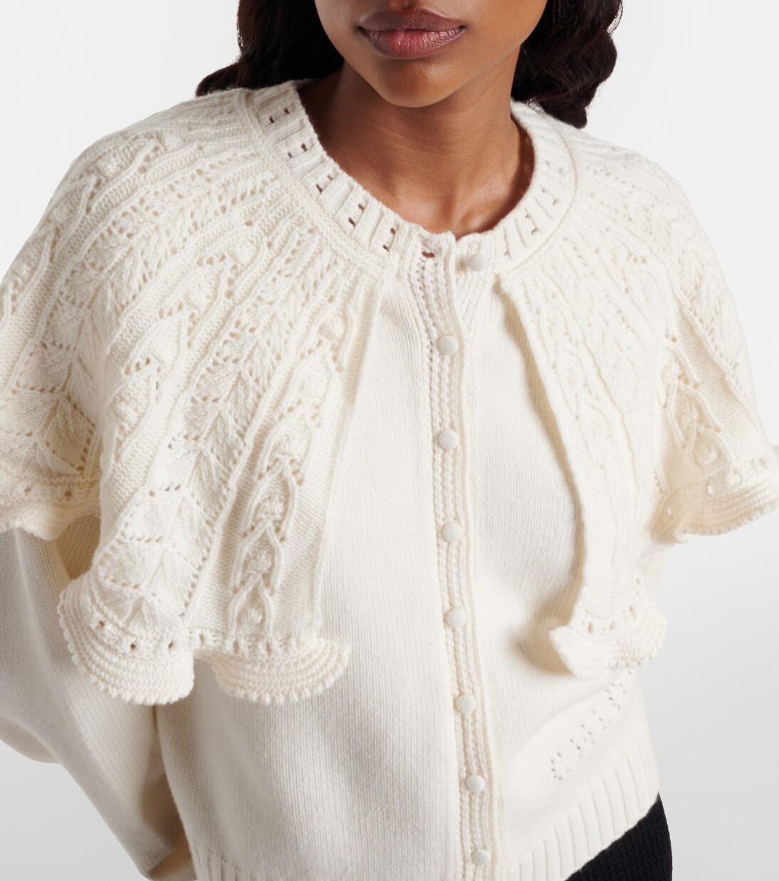Ruffled wool and cashmere cardigan | Chloé