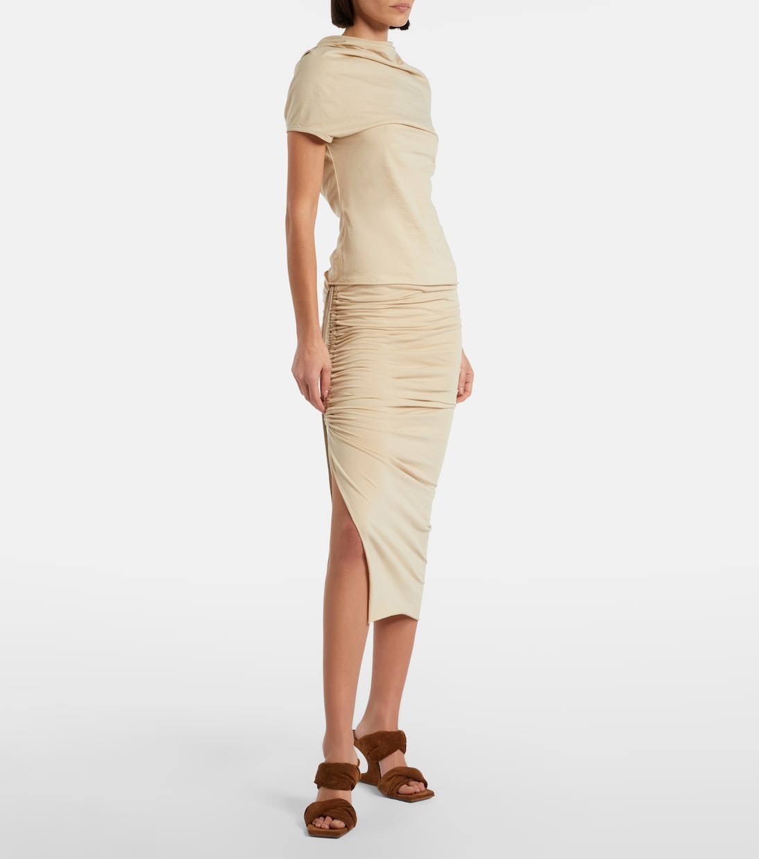 DRKSHDW Edfu cotton jersey midi skirt | Rick Owens