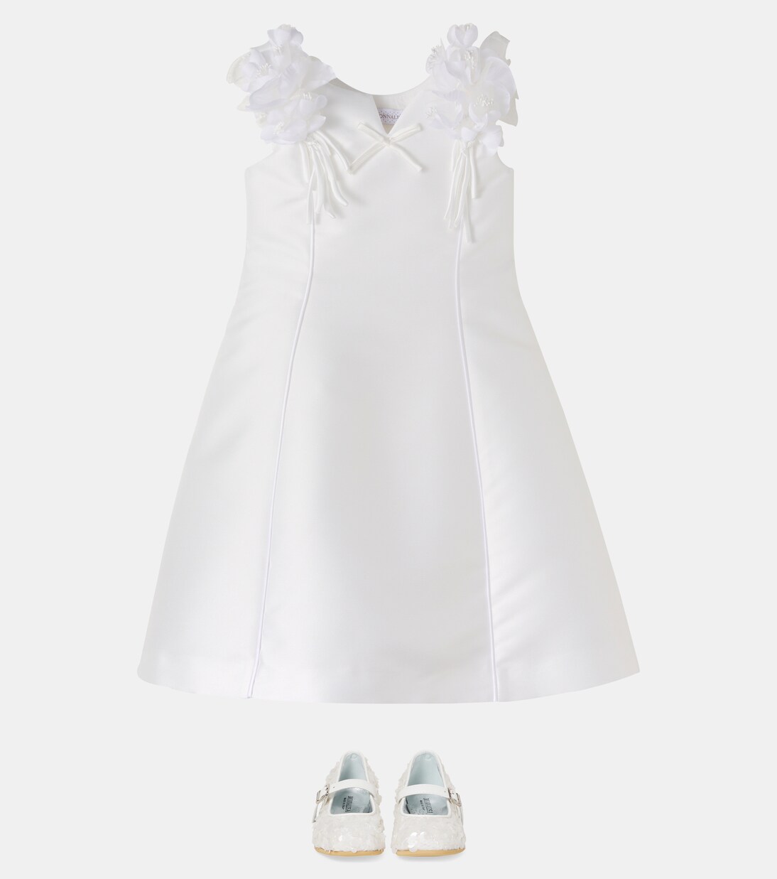 Bow-detail floral-appliqué dress | Monnalisa