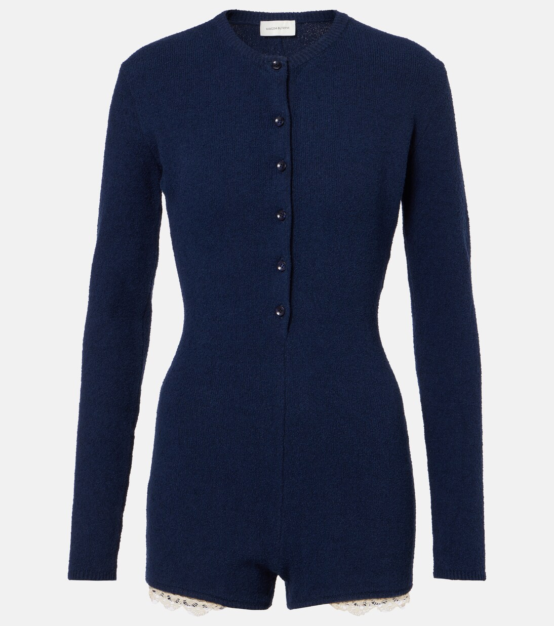 Lace-trimmed knitted cotton-blend romper | Magda Butrym