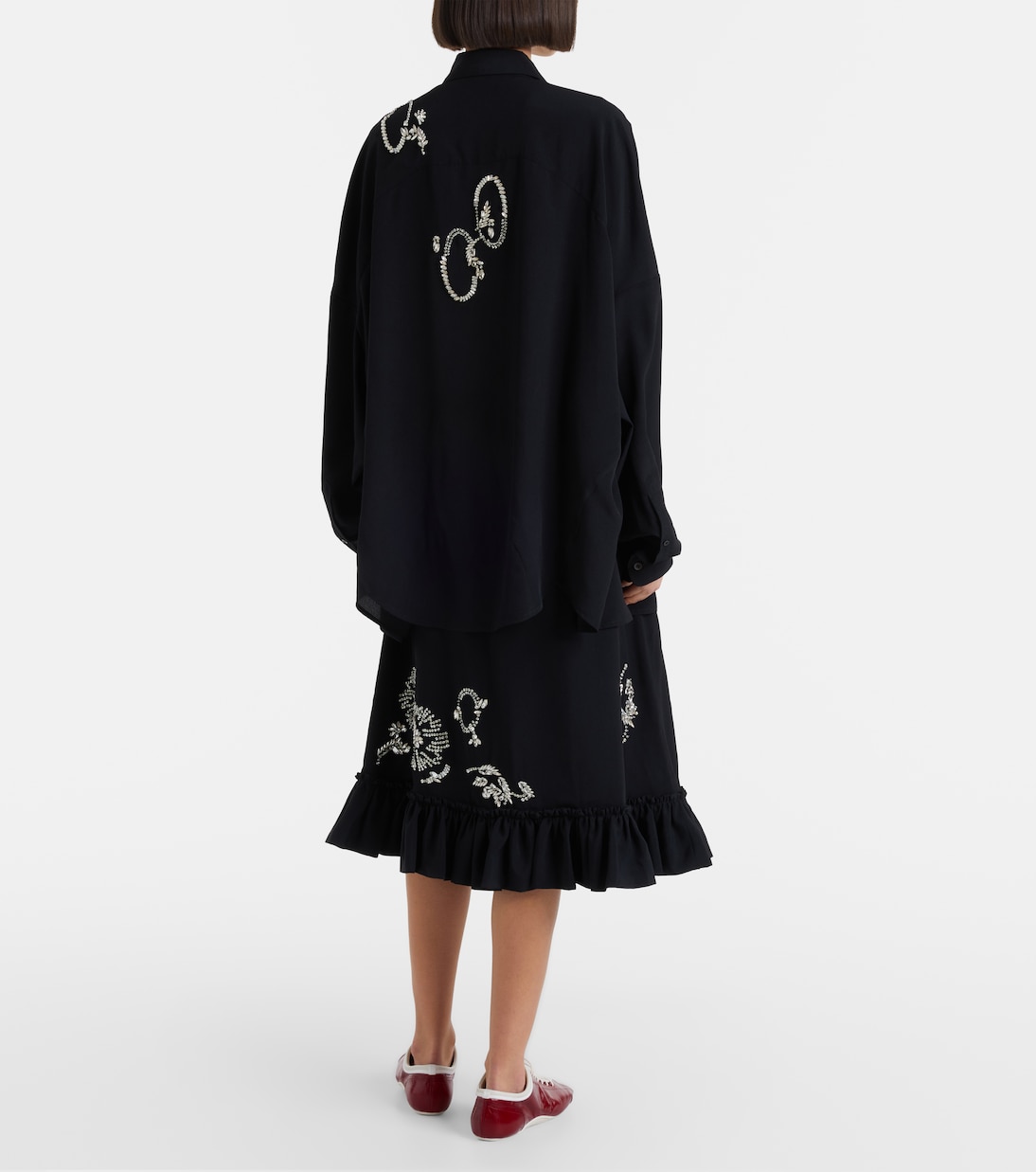 Embellished ruffled midi skirt | Dries Van Noten