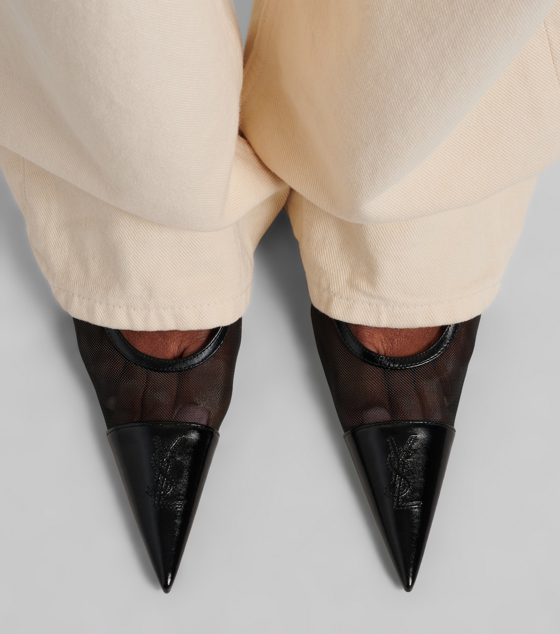 Pumps slingback Renée in mesh e pelle | Saint Laurent