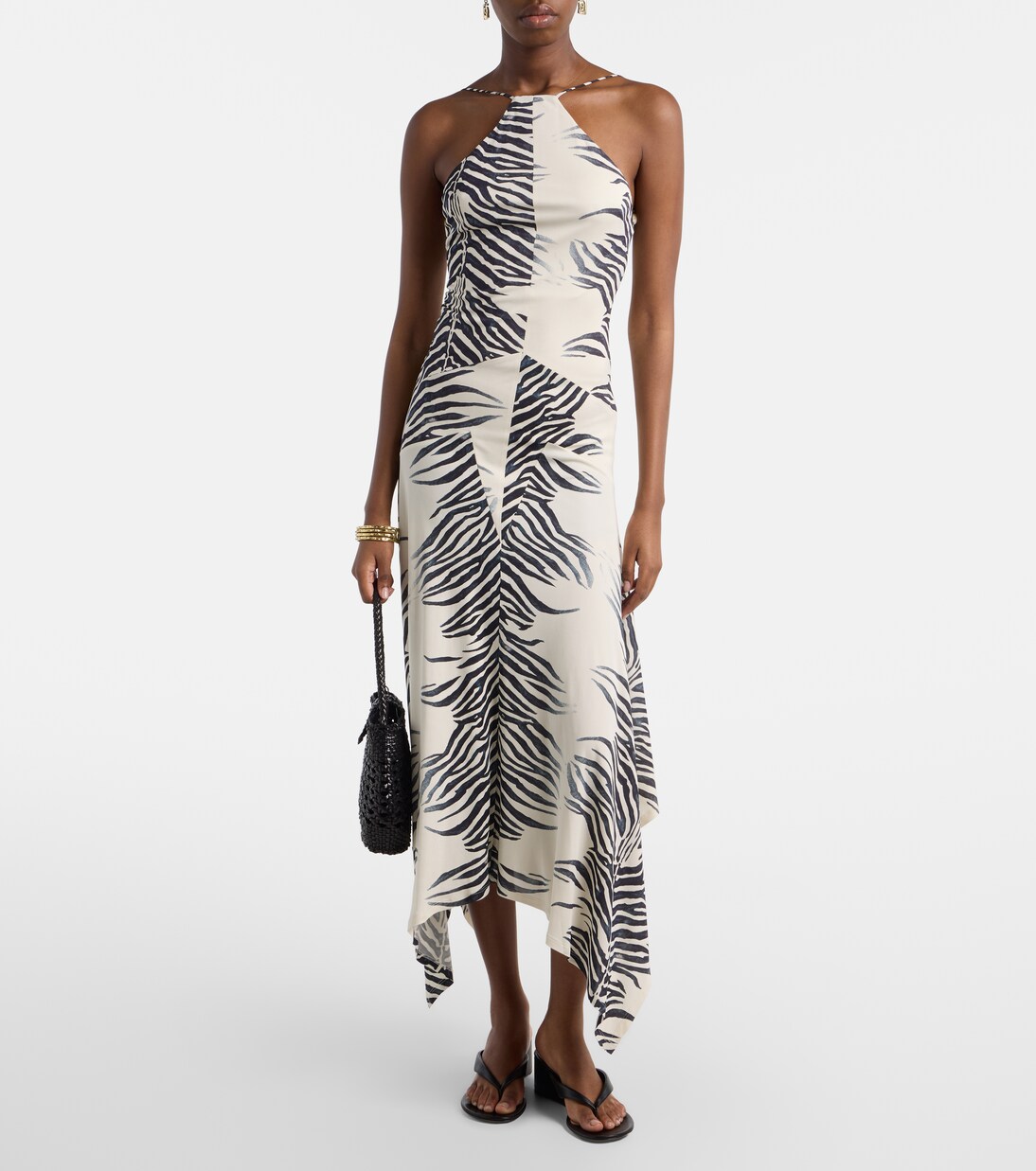 Artemis asymmetric zebra-print gown | De La Vali