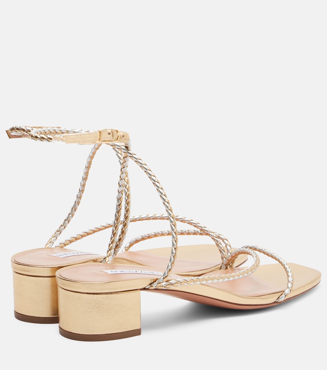 Luca braided metallic leather sandals | Aquazzura