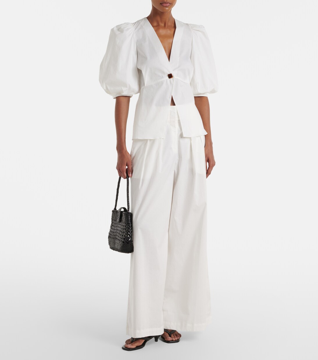 Cotton-blend wide-leg pants | Adriana Degreas