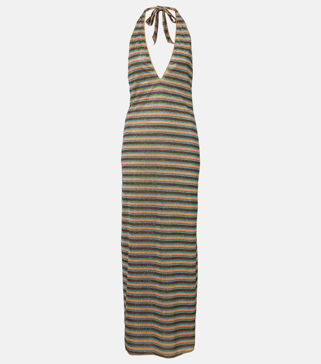 Lumière striped halterneck maxi dress | Oséree