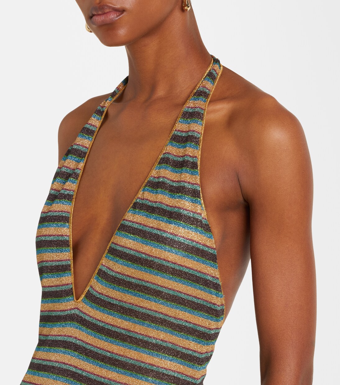 Lumière striped halterneck maxi dress | Oséree