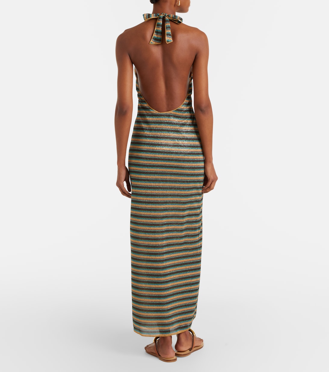 Lumière striped halterneck maxi dress | Oséree