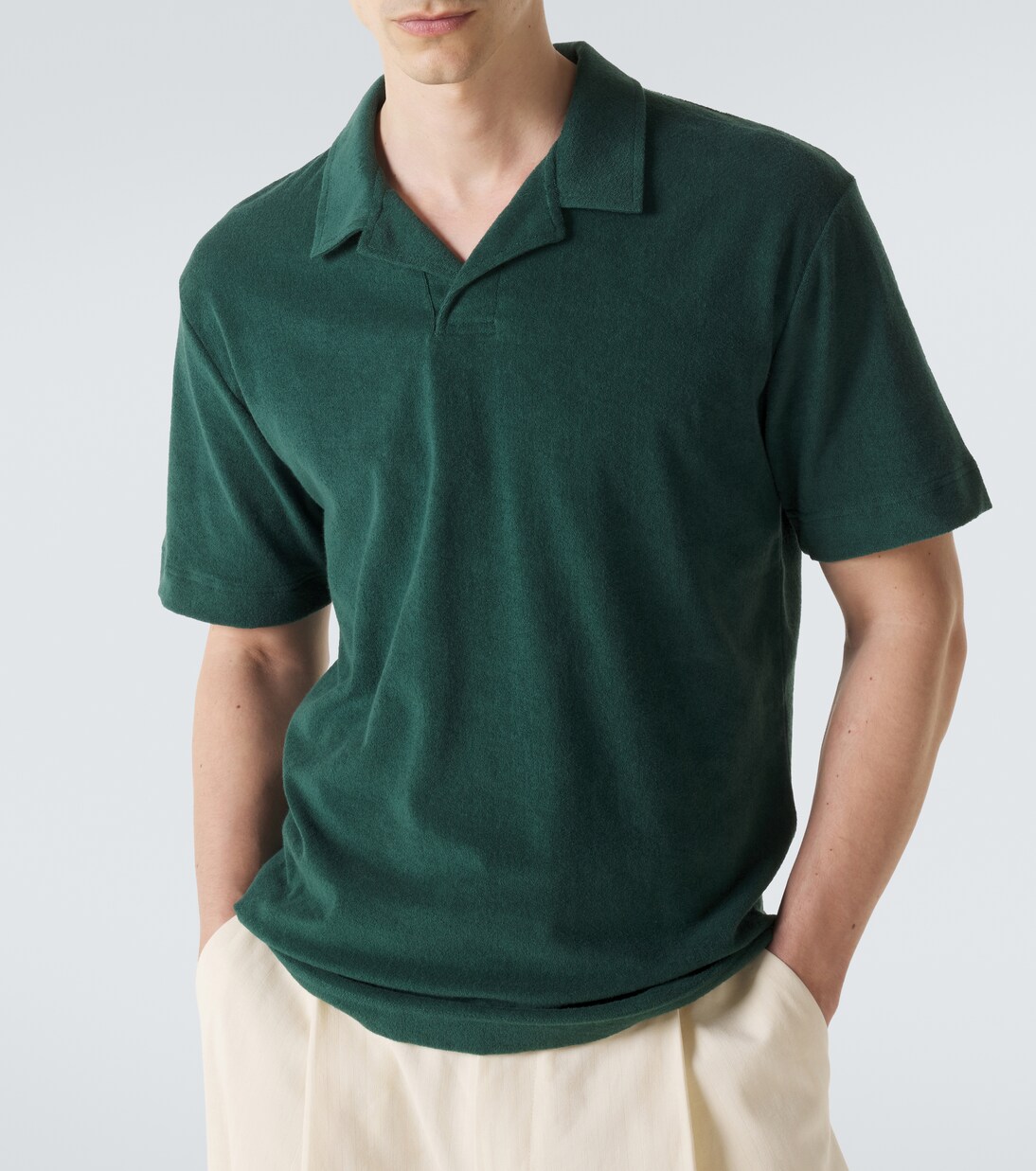 Cotton terry polo shirt | Sunspel