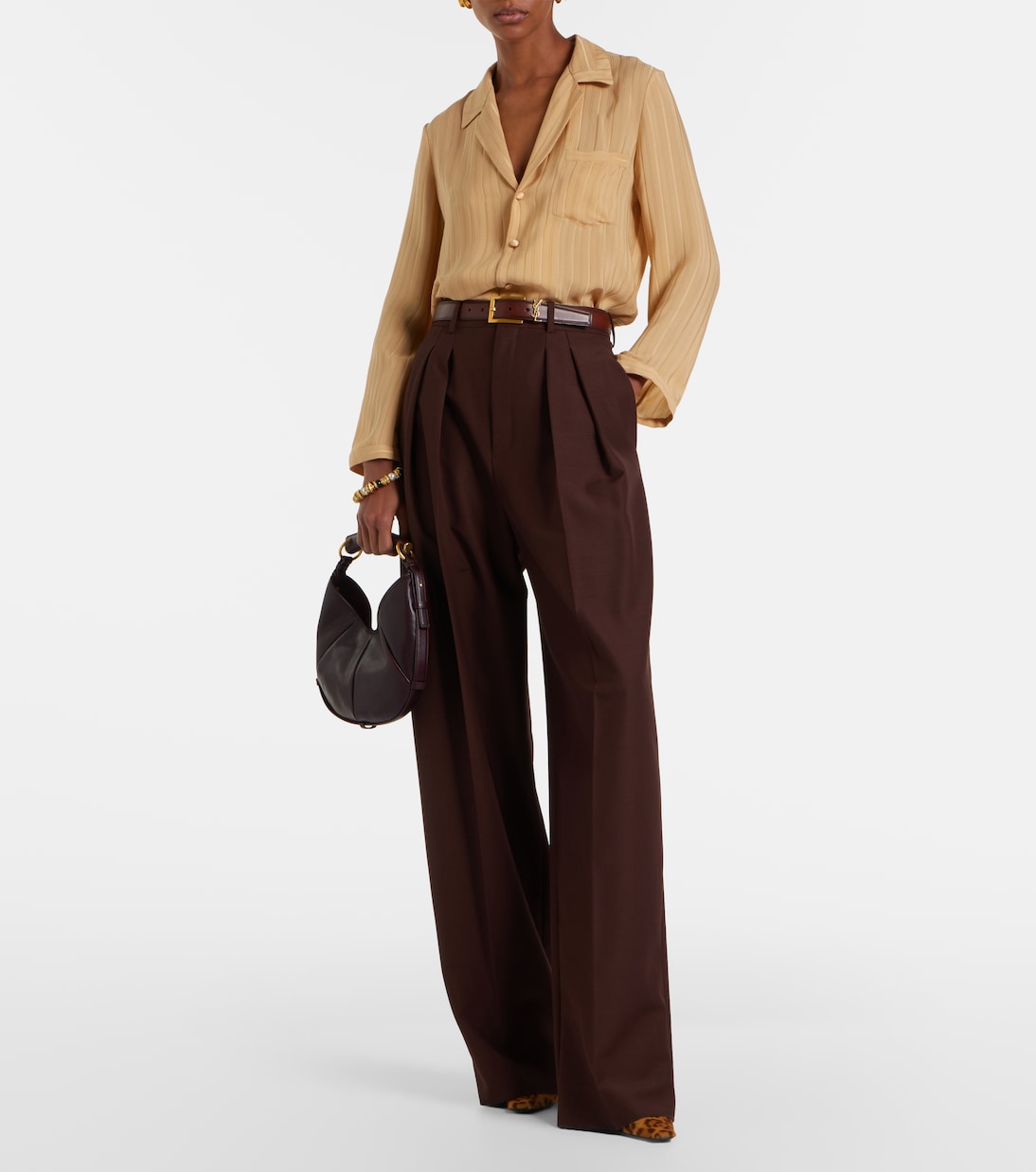 Pantaloni a gamba larga in lana e mohair | Saint Laurent