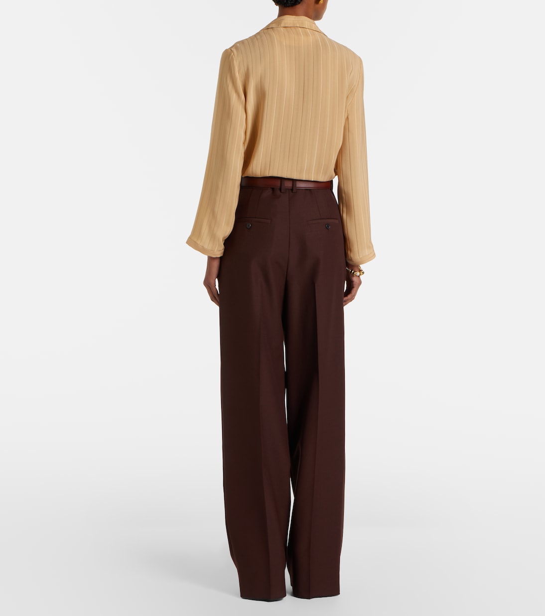 Pantaloni a gamba larga in lana e mohair | Saint Laurent
