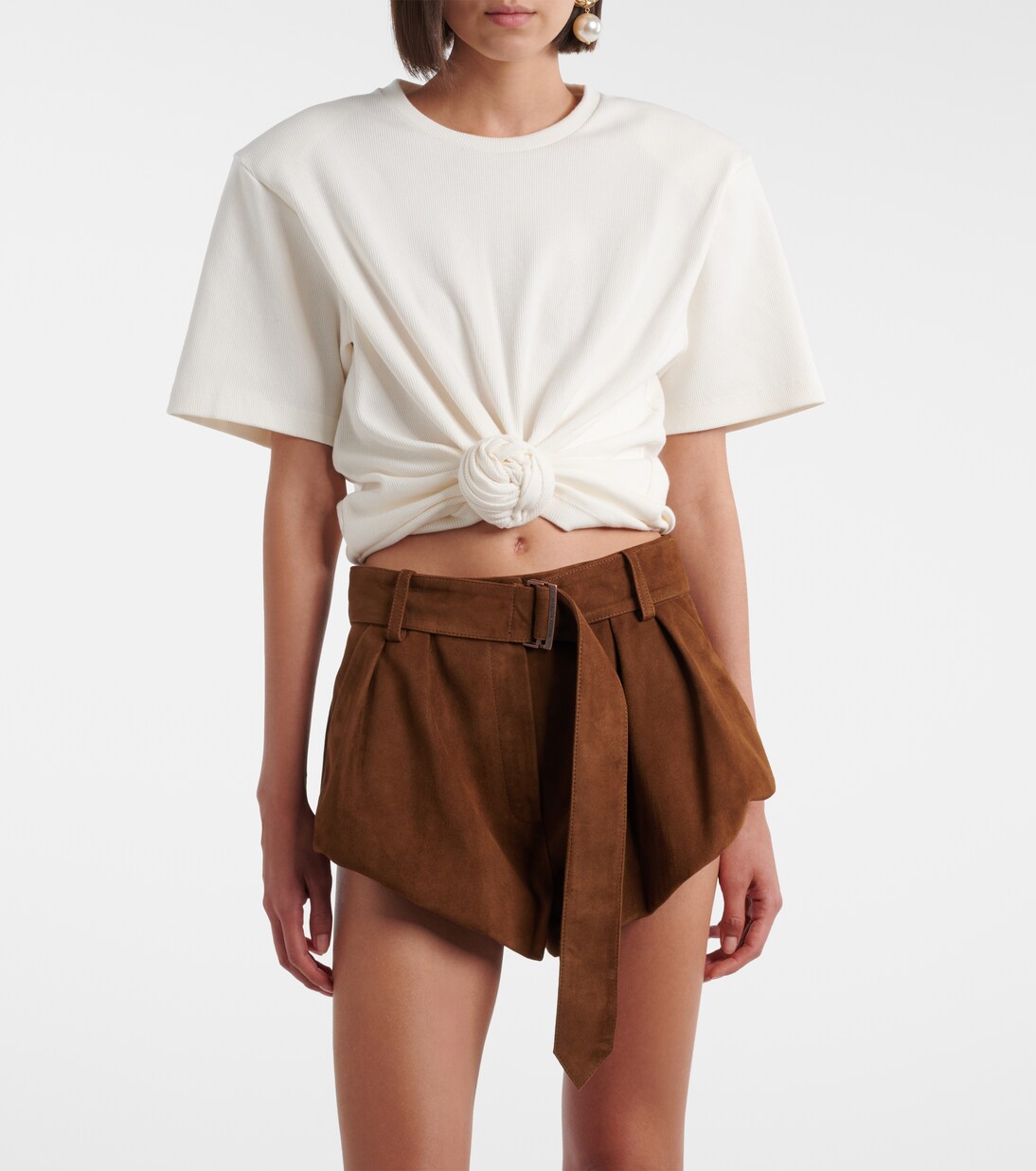 Cropped cotton-blend T-shirt | Magda Butrym