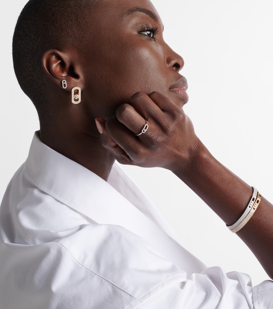 Move Uno 18kt white gold ring with diamonds | Messika