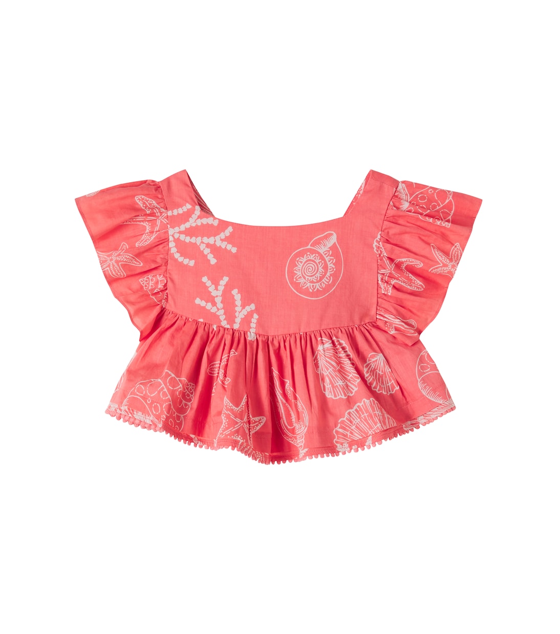 Cycas printed ruffled cotton top | Poupette St Barth Kids