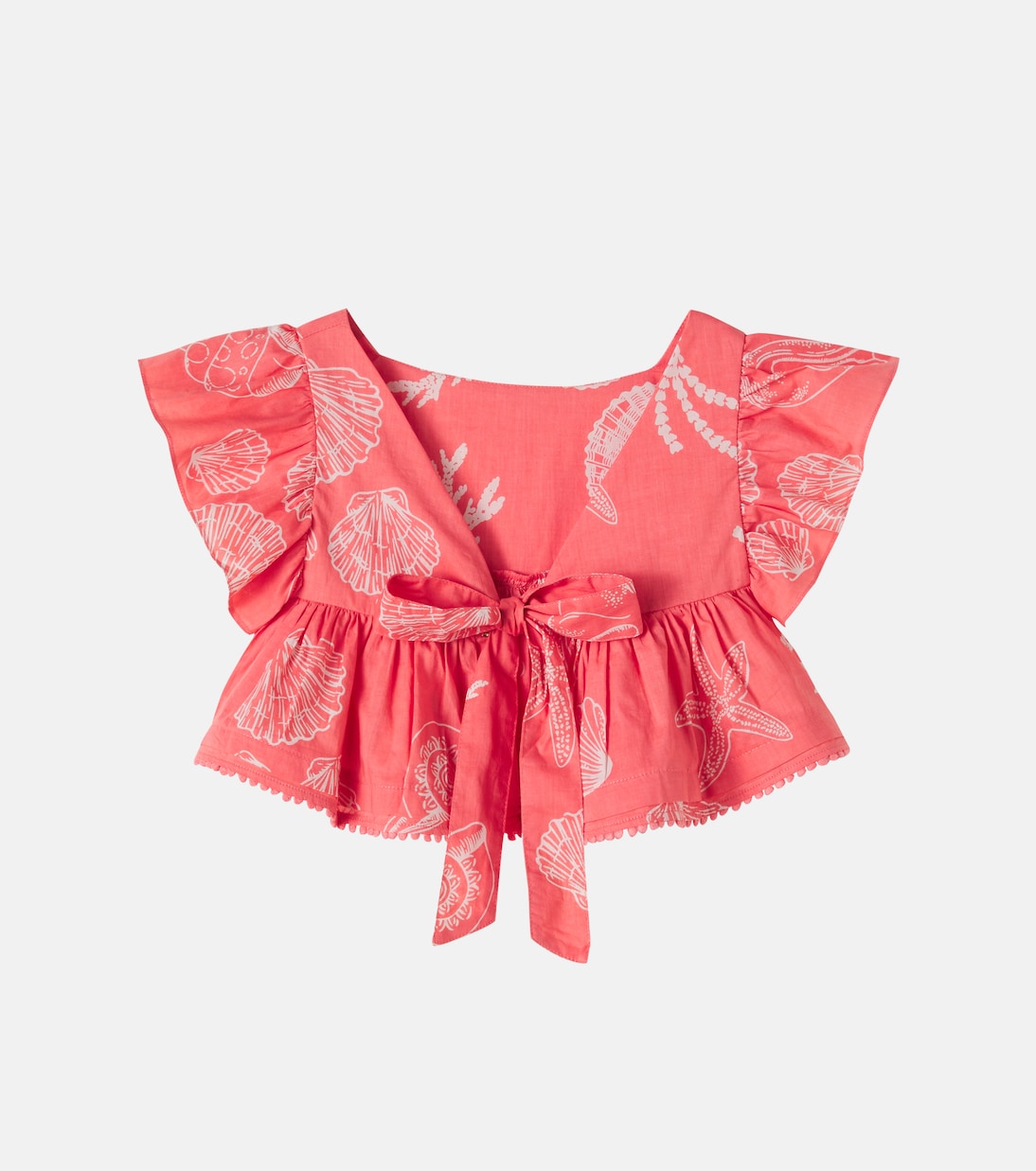 Cycas printed ruffled cotton top | Poupette St Barth Kids