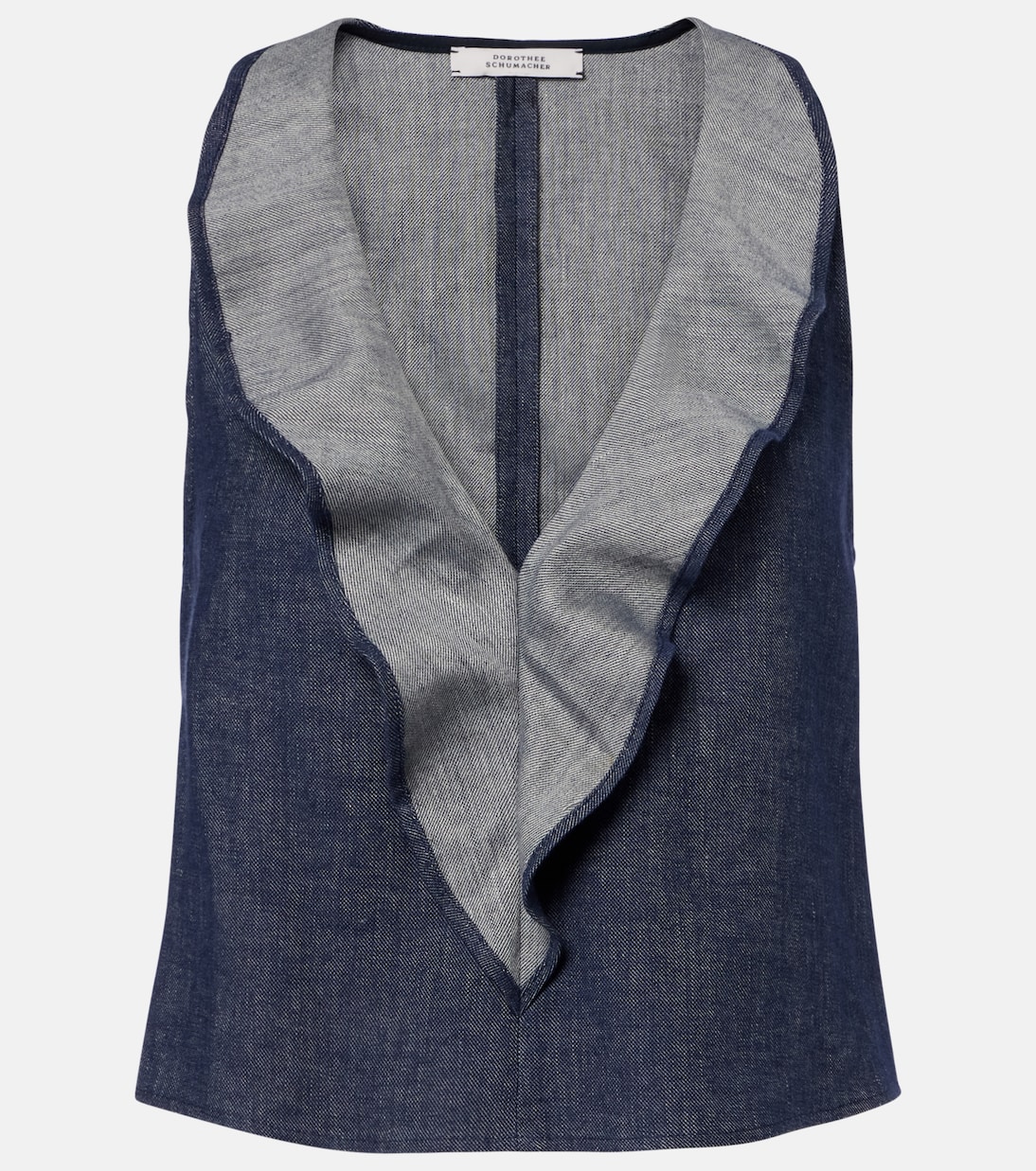 Top cropped Fluid di jeans con volant | Dorothee Schumacher