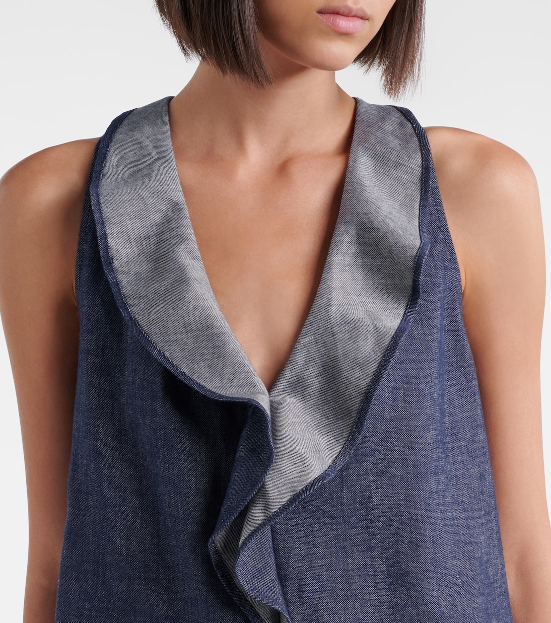 Top cropped Fluid di jeans con volant | Dorothee Schumacher