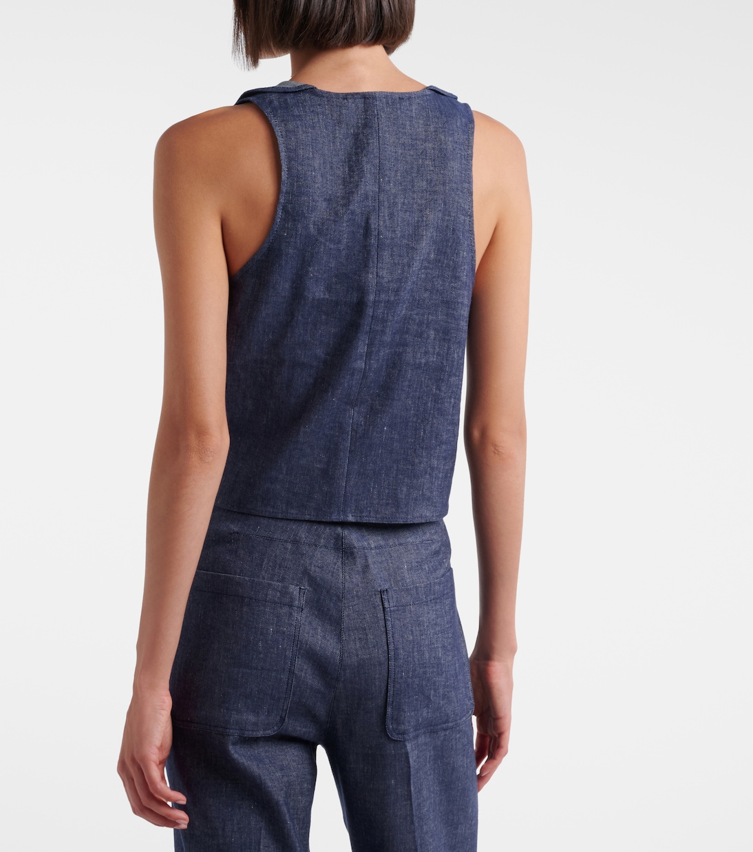 Top cropped Fluid di jeans con volant | Dorothee Schumacher