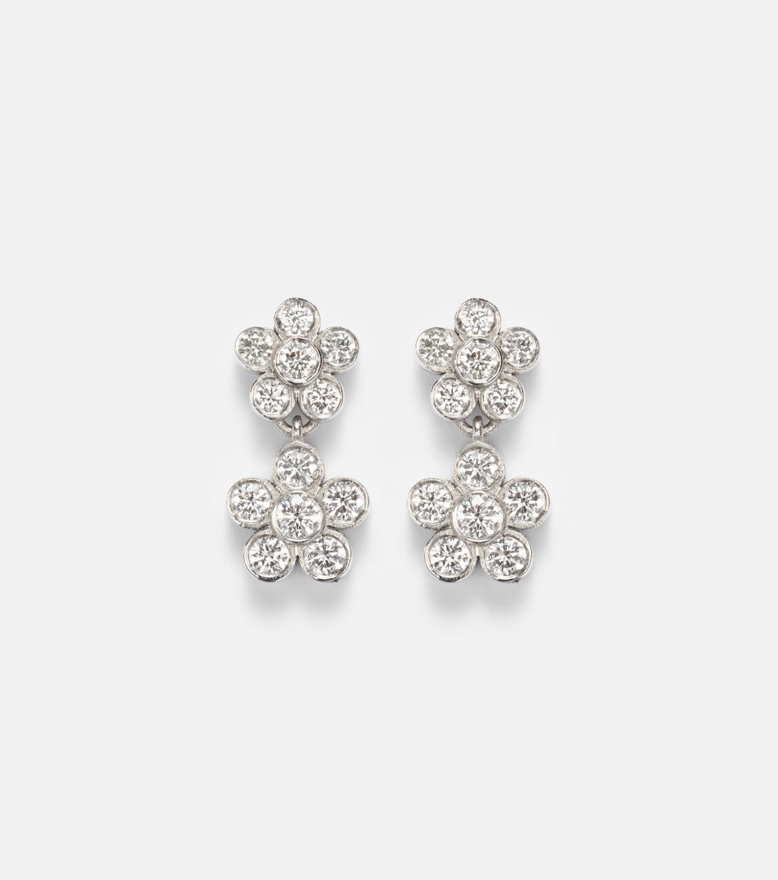 Blossom Daisy Duo 18kt white gold earrings with diamonds | Ileana Makri