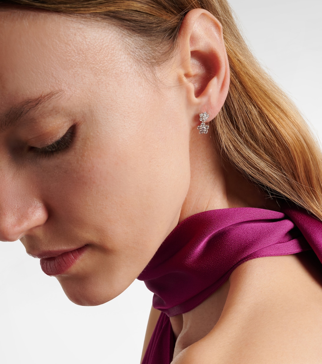 Blossom Daisy Duo 18kt white gold earrings with diamonds | Ileana Makri