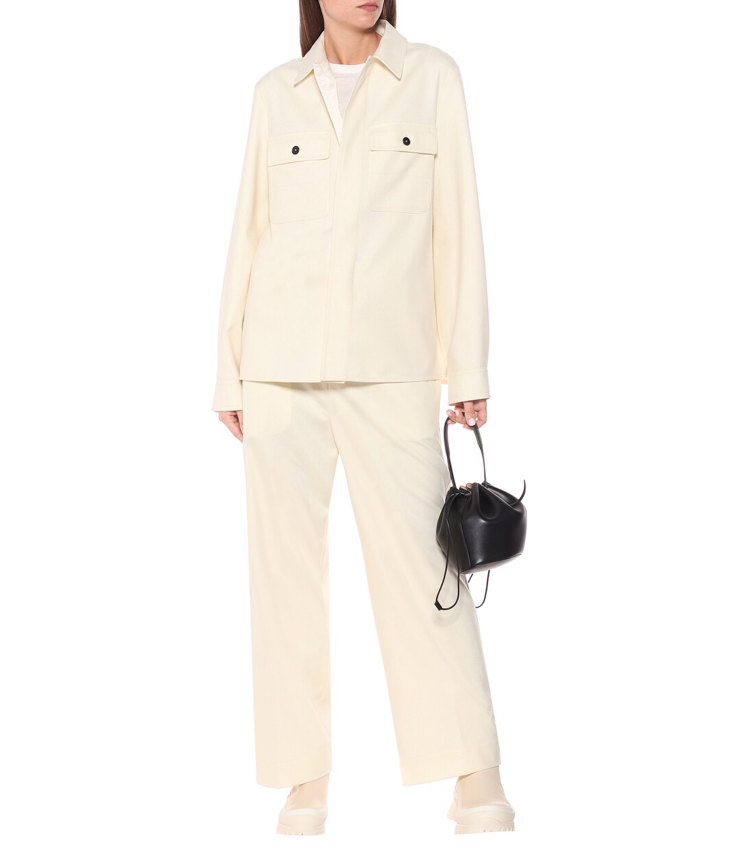 Twill wool-blend wide-leg pants | Jil Sander