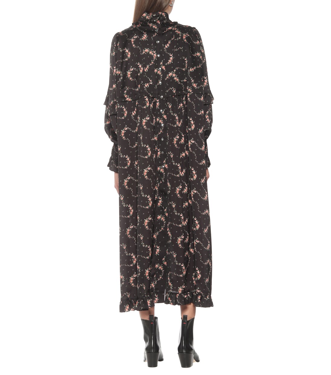 Robe longue en satin à fleurs | Rabanne