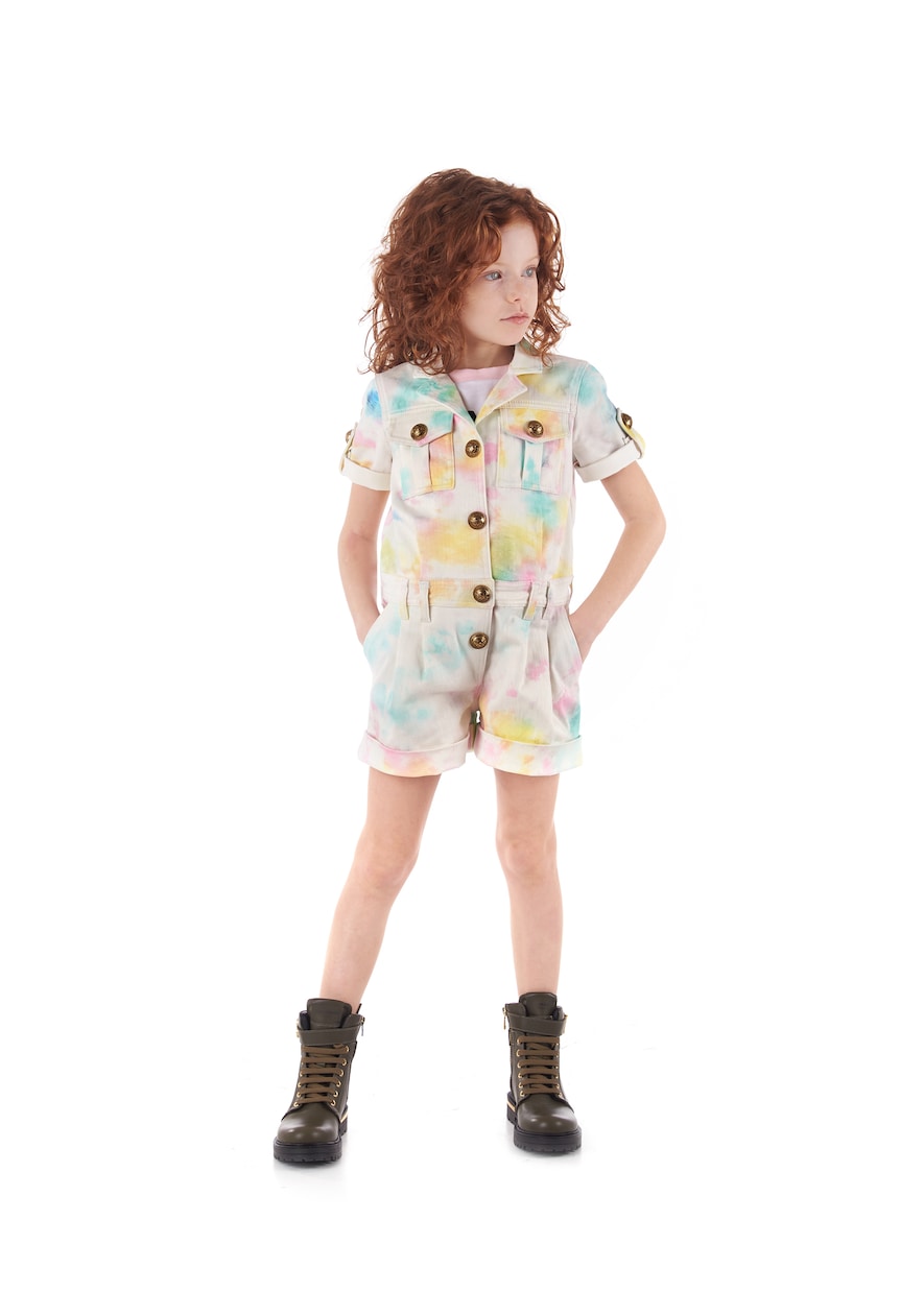 Tie-dye denim playsuit | Balmain Kids