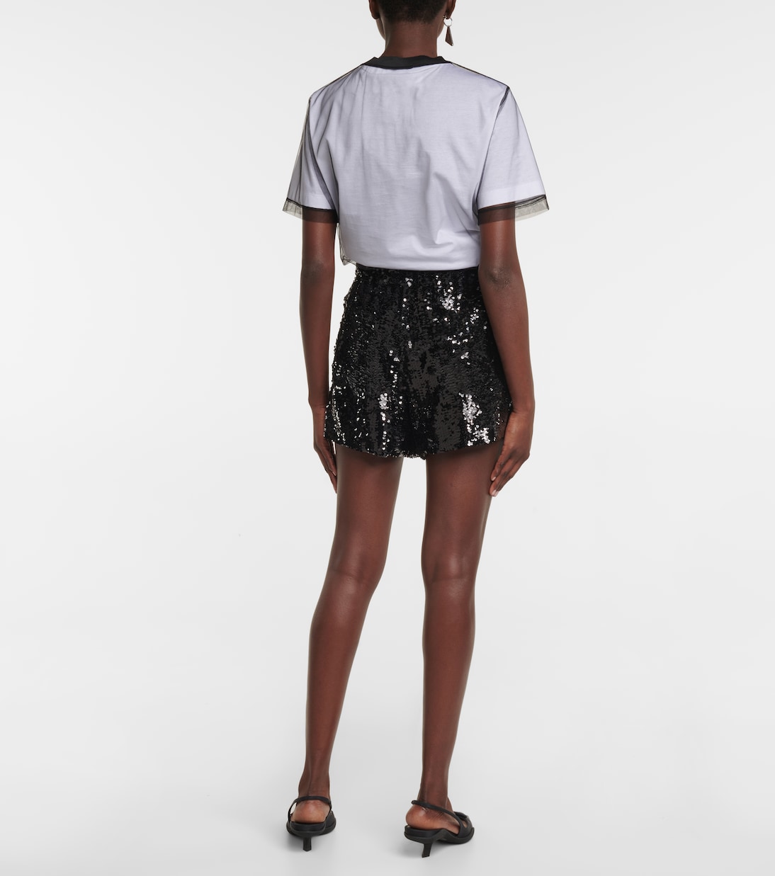 Short à taille haute en soie à sequins | Prada