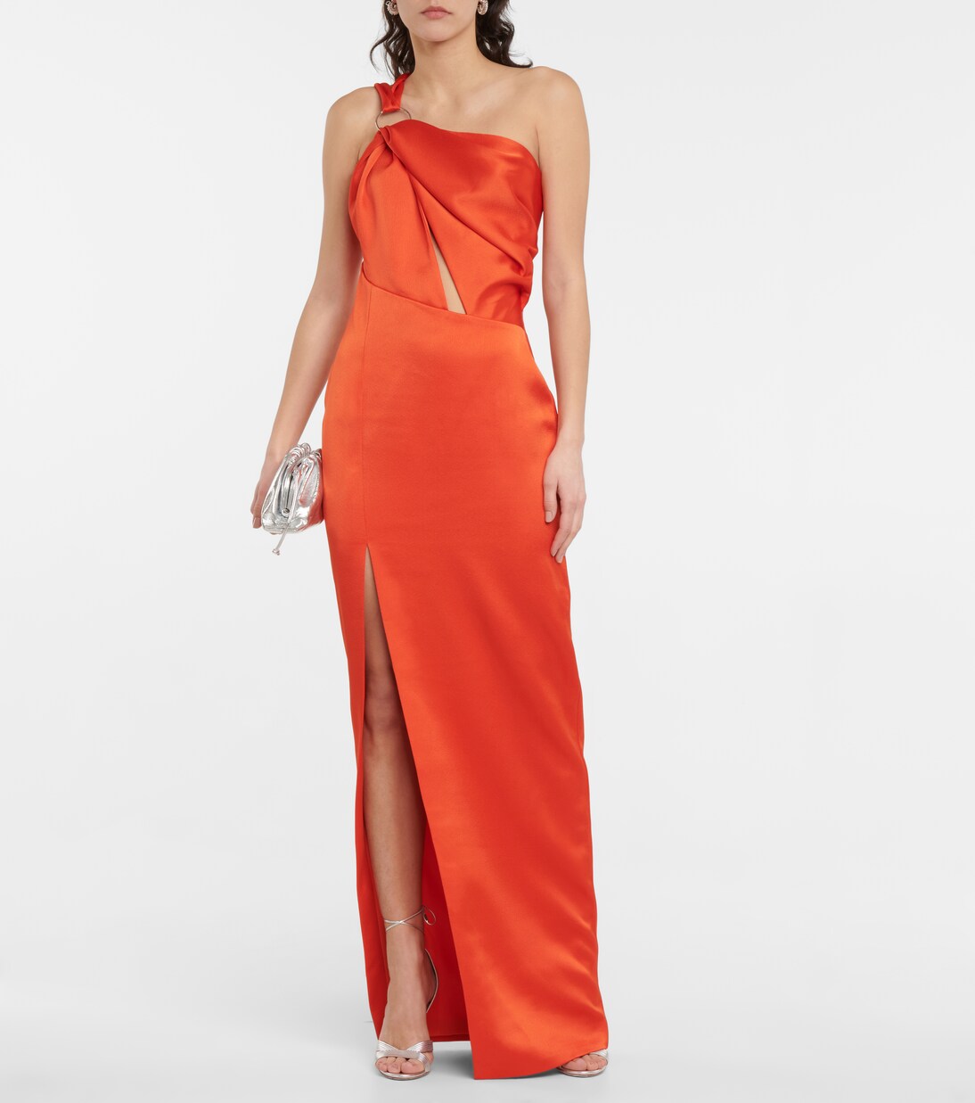 One-Shoulder-Robe aus Satin | Rasario