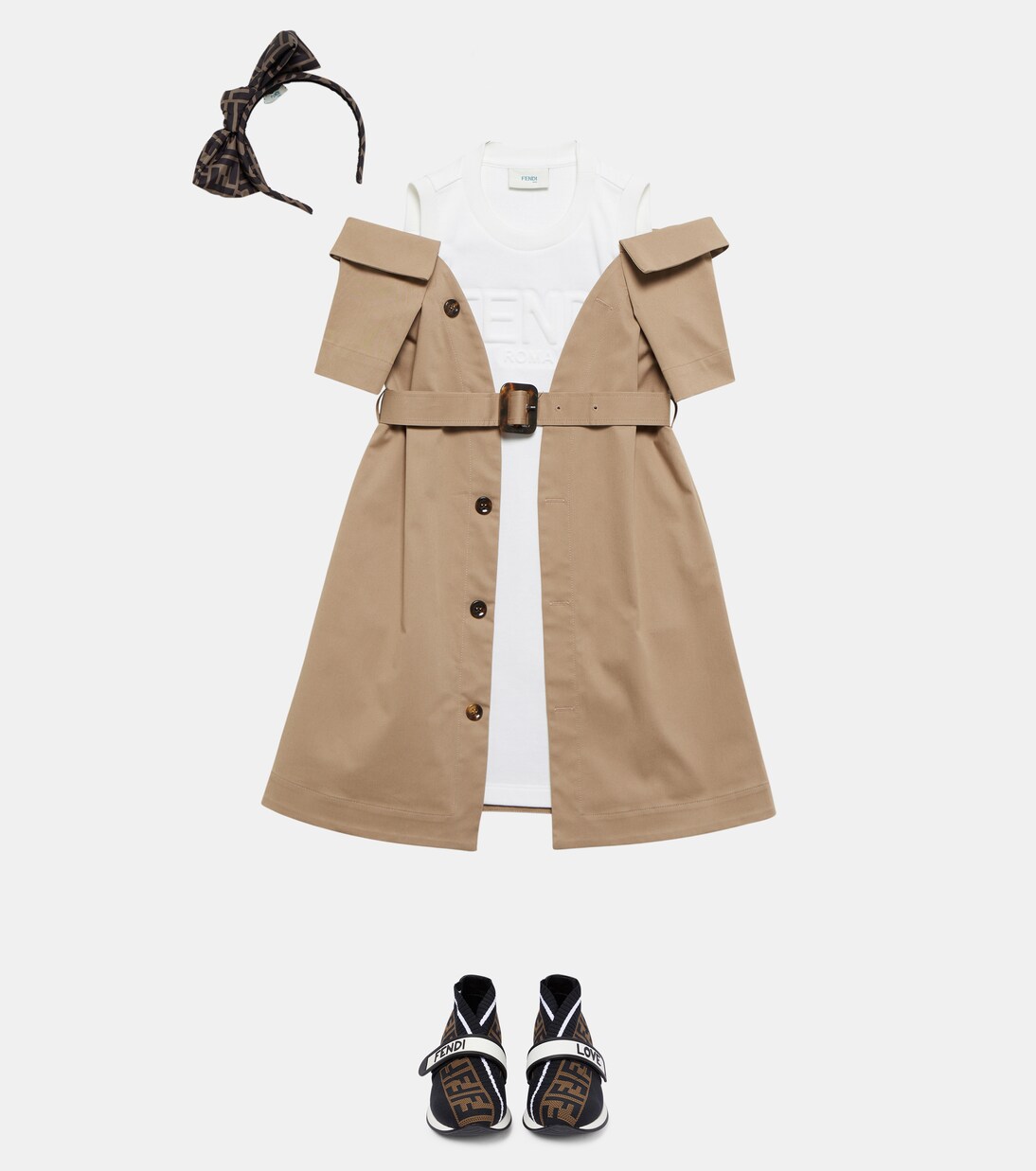 Trenchcoat-Kleid aus Gabardine | Fendi Kids