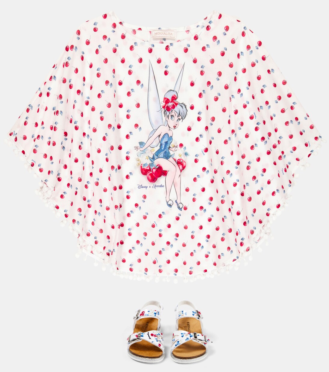 Printed cotton muslin poncho | Monnalisa