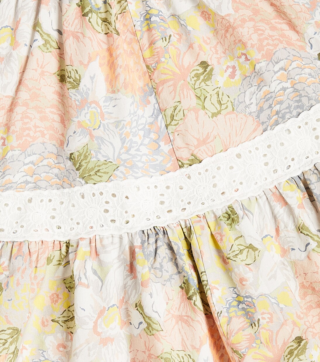 Silver lace-trimmed floral cotton dress | The New Society