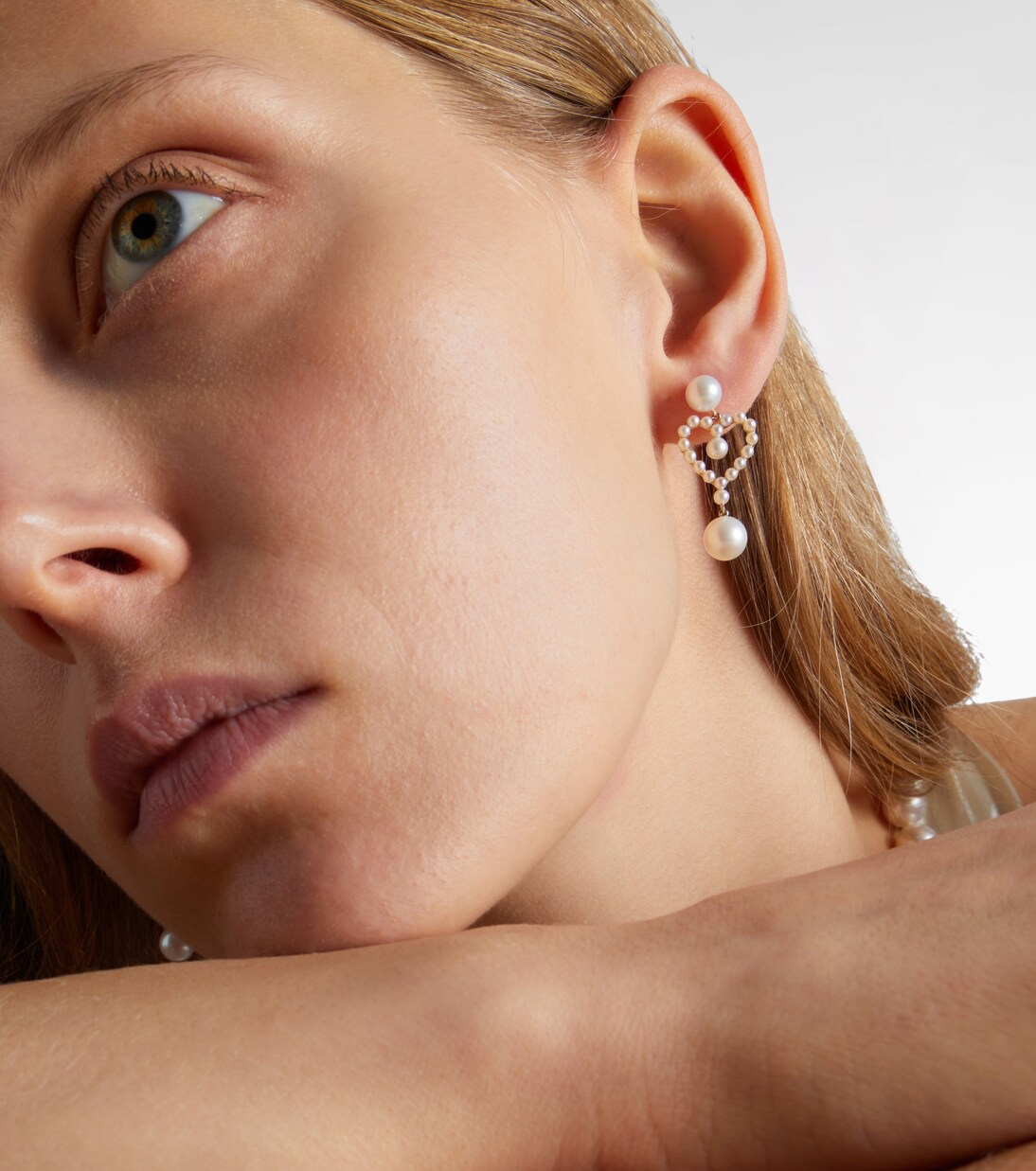 Pendientes Pearl Heart de oro de 14 ct con perlas | Sophie Bille Brahe