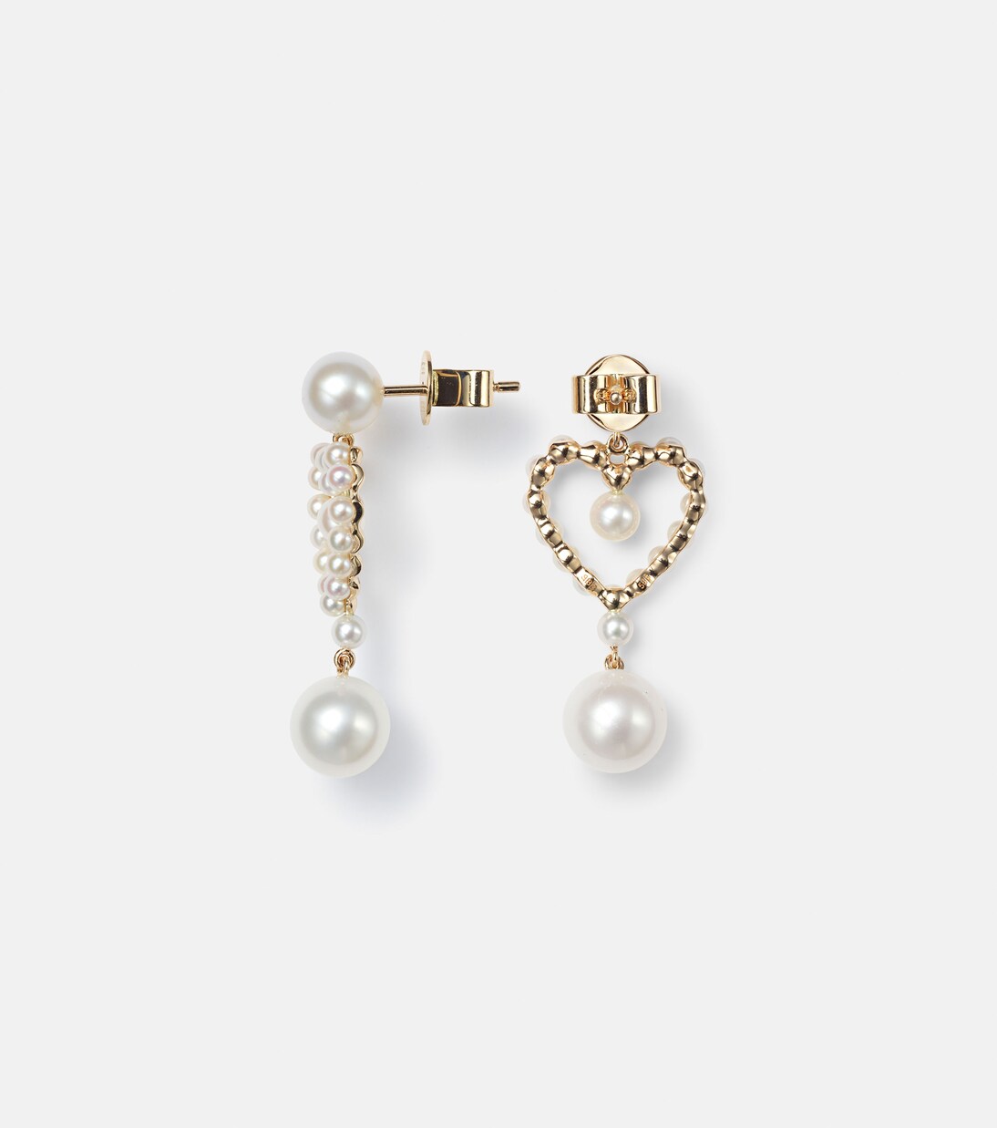 Pendientes Pearl Heart de oro de 14 ct con perlas | Sophie Bille Brahe