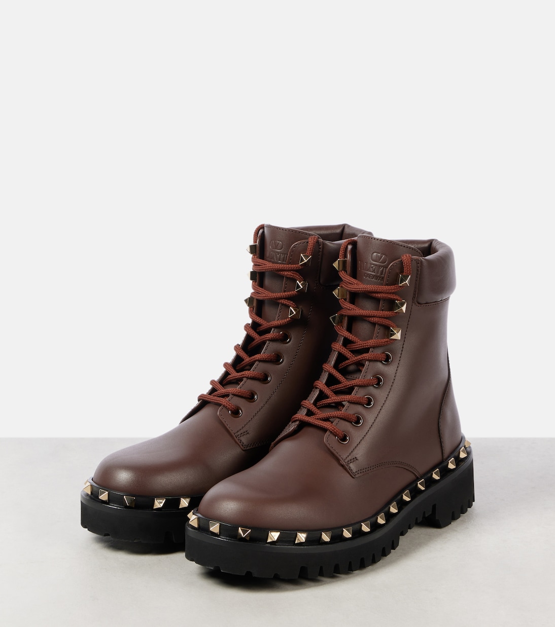 Rockstud leather combat boots | Valentino Garavani