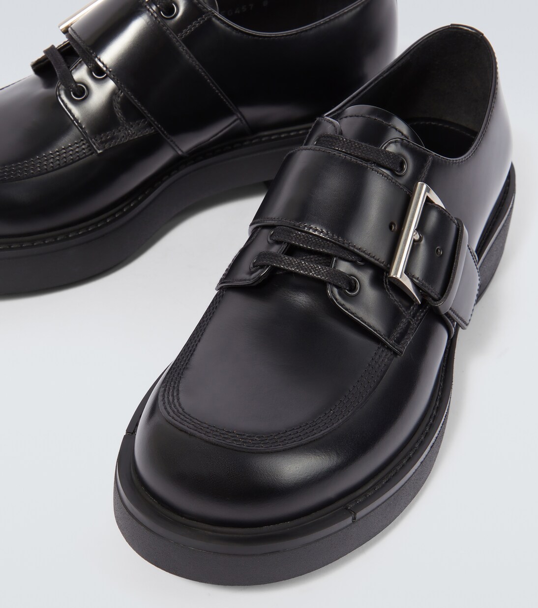 Brushed leather lace-up derbies | Prada