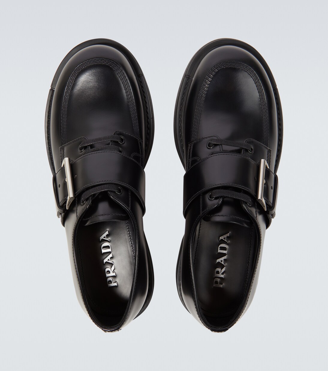 Brushed leather lace-up derbies | Prada