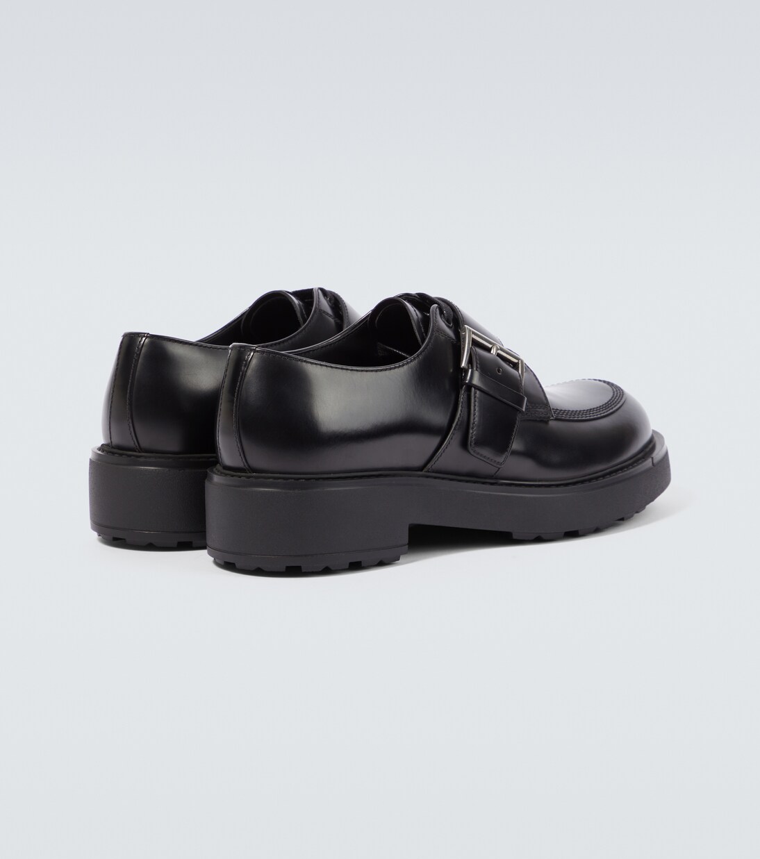 Brushed leather lace-up derbies | Prada
