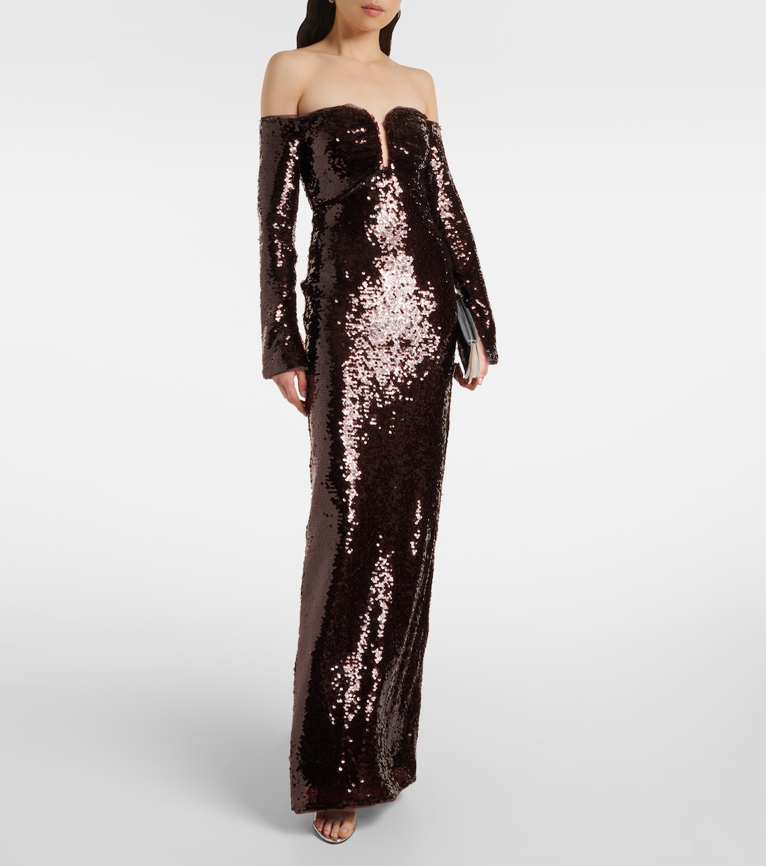 Off-Shoulder-Robe mit Pailletten | Self-Portrait