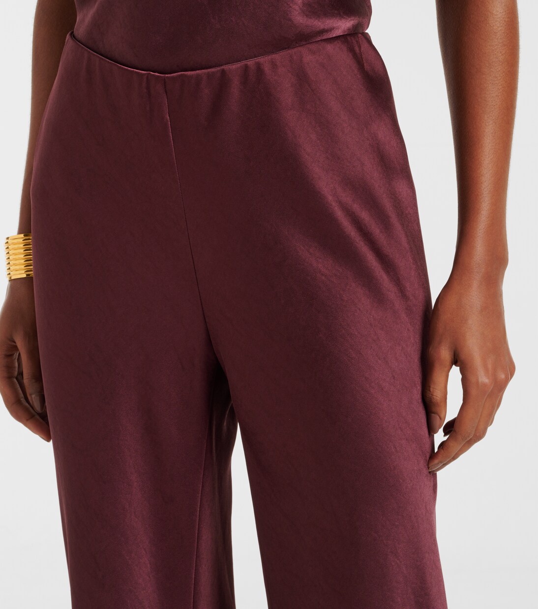 Pantalon ample à taille haute en satin | Vince